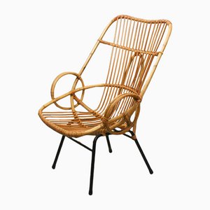 Metal and Rattan Terrace or Lounge Chair from Rohé Noordwolde, 1960s-ZA-1122263