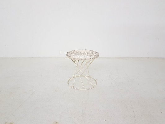 Metal and Rattan Wire Stool, 1950s-ZO-634475