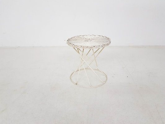 Metal and Rattan Wire Stool, 1950s-ZO-634475