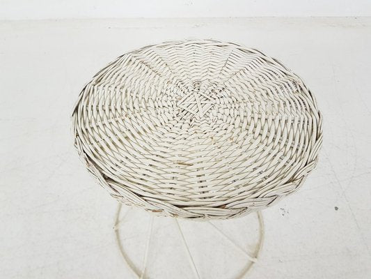 Metal and Rattan Wire Stool, 1950s-ZO-634475