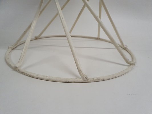 Metal and Rattan Wire Stool, 1950s-ZO-634475