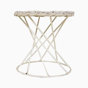 Metal and Rattan Wire Stool, 1950s-ZO-634475