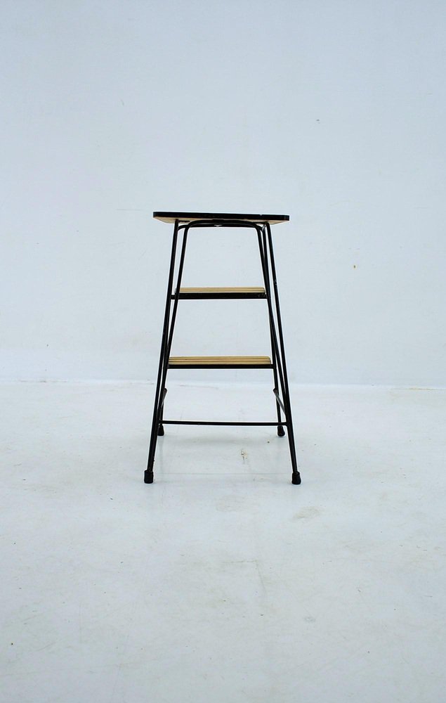 Metal and Wooden Stepping Ladder, Former Czechoslovakia, 1950s