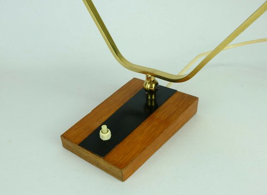 Metal, Brass & Teak Desk Lamp from Kaiser Leuchten, 1960s-FH-585417