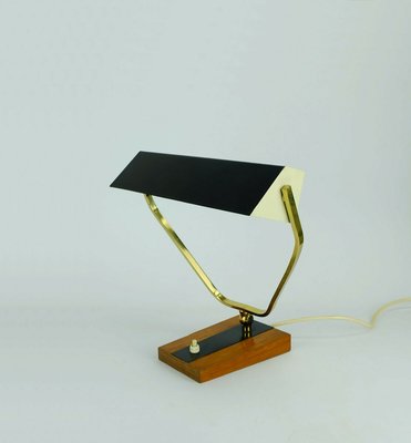 Metal, Brass & Teak Desk Lamp from Kaiser Leuchten, 1960s-FH-585417