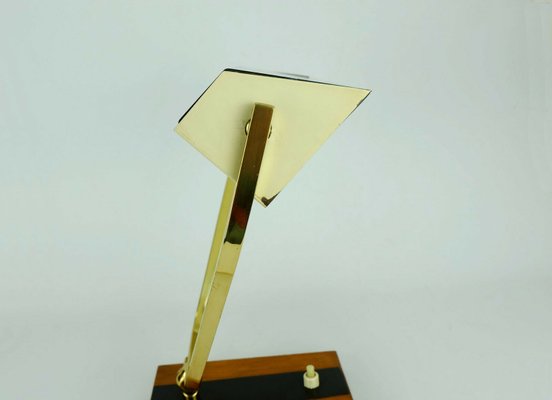 Metal, Brass & Teak Desk Lamp from Kaiser Leuchten, 1960s-FH-585417