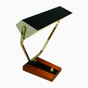 Metal, Brass & Teak Desk Lamp from Kaiser Leuchten, 1960s-FH-585417