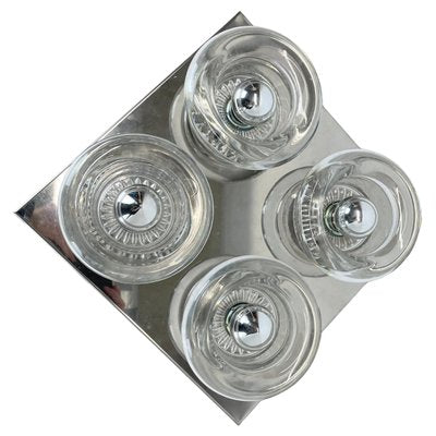 Metal Chrome Glass Wall Sconce, 1970s-QZ-1814038