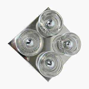 Metal Chrome Glass Wall Sconce, 1970s-QZ-1814038