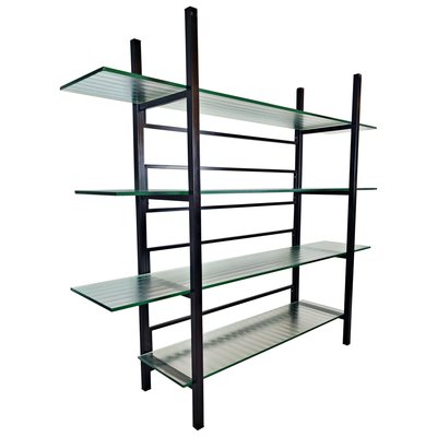 Metal Étagère with Four Reeded Glass Shelves-FGA-923263