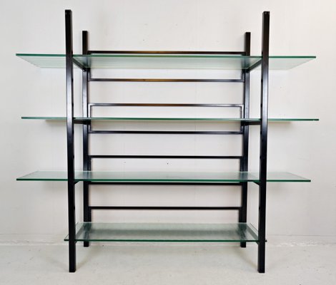 Metal Étagère with Four Reeded Glass Shelves-FGA-923263