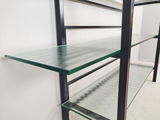 Metal Étagère with Four Reeded Glass Shelves-FGA-923263