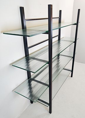 Metal Étagère with Four Reeded Glass Shelves-FGA-923263