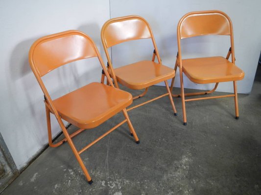 Metal Folding Chairs, 1970s, Set of 3-WWQ-1783421