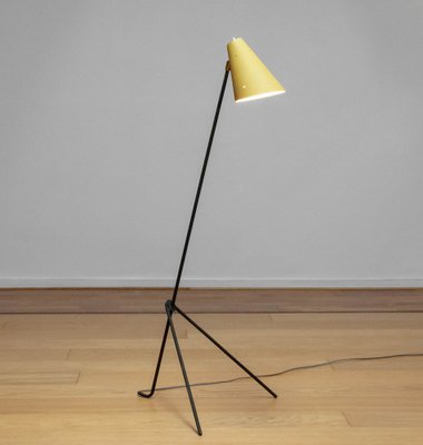 Metal Grasshopper Giraffe Floor Reading Lamp with Vanille Shade, Sweden, 1940s-JE-1802151