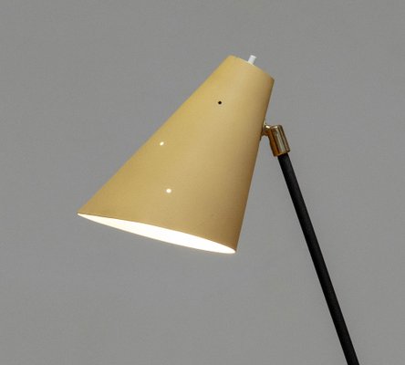 Metal Grasshopper Giraffe Floor Reading Lamp with Vanille Shade, Sweden, 1940s-JE-1802151