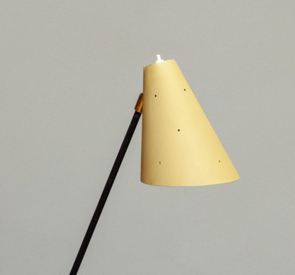 Metal Grasshopper Giraffe Floor Reading Lamp with Vanille Shade, Sweden, 1940s-JE-1802151