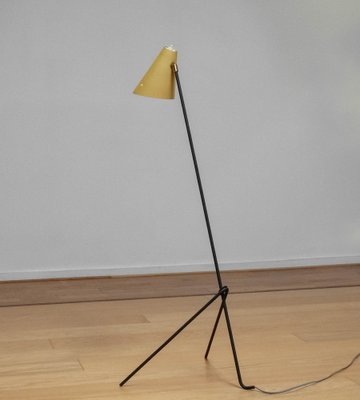 Metal Grasshopper Giraffe Floor Reading Lamp with Vanille Shade, Sweden, 1940s-JE-1802151