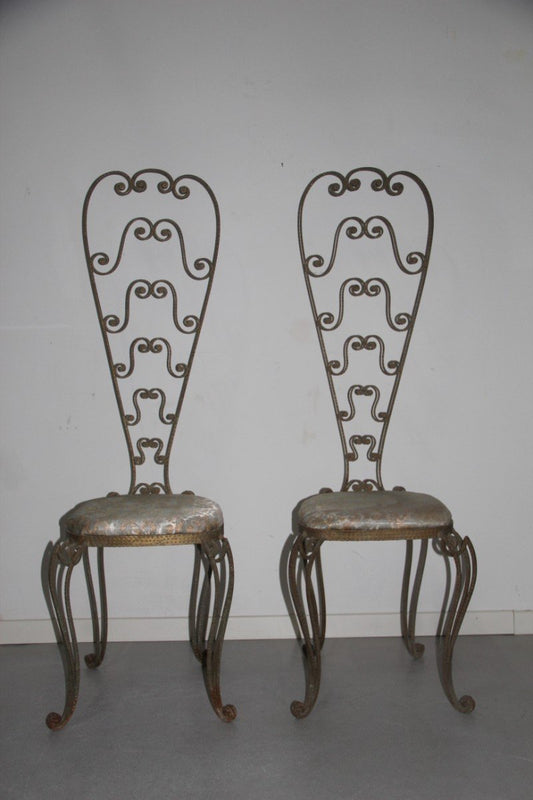 Metal High Backrest Chairs by Pier Luigi Colli, 1950s, Set of 2