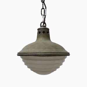 Metal & Holophane Glass Pendant Light-JRP-946146