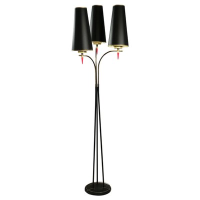 Metal Paint and Brass 3-Light Floor Lamp, 1950s-WFS-744747