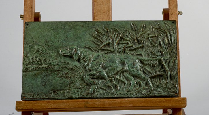 Metal Plate of Hunting Scene with Setter Dog, 1890s-1910s-RAQ-2033384