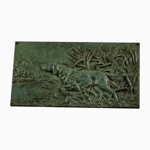 Metal Plate of Hunting Scene with Setter Dog, 1890s-1910s-RAQ-2033384