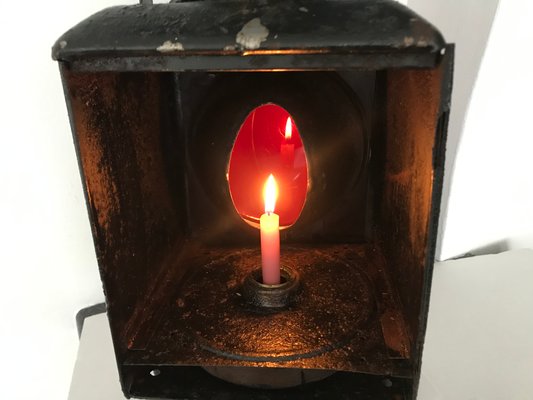 Metal Railway Lantern Candle Lamp, 1920s-WQQ-1181047