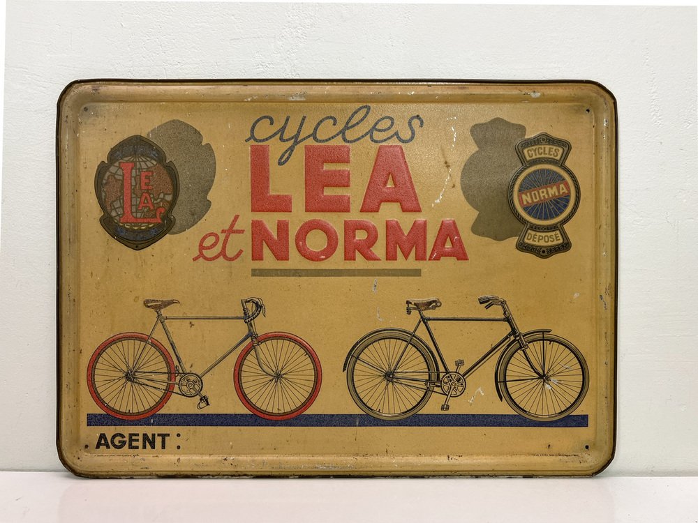 Metal Sign from Lea Et Norma Bicycles, Belgium, 1935