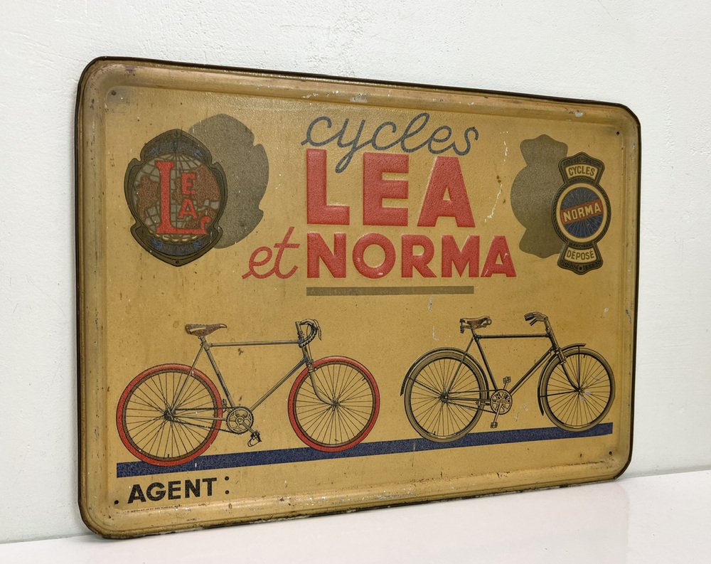 Metal Sign from Lea Et Norma Bicycles, Belgium, 1935