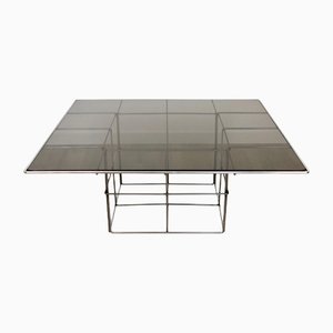 Metal & Smoked Glass Coffee Side Table-LYQ-1171799