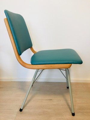 Metal, Wood & Turquoise Eco-Leather Dining Chair, 1960s-YNX-772392