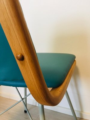 Metal, Wood & Turquoise Eco-Leather Dining Chair, 1960s-YNX-772392