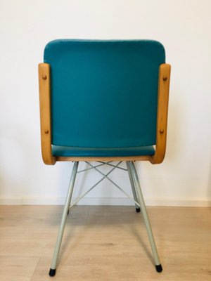 Metal, Wood & Turquoise Eco-Leather Dining Chair, 1960s-YNX-772392