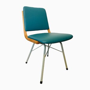 Metal, Wood & Turquoise Eco-Leather Dining Chair, 1960s-YNX-772392