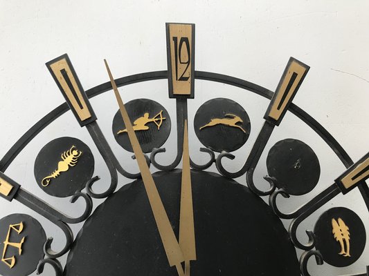 Metal Zodiac Wall Clock, Germany, 1970s-WQQ-1240999