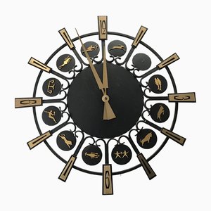 Metal Zodiac Wall Clock, Germany, 1970s-WQQ-1240999