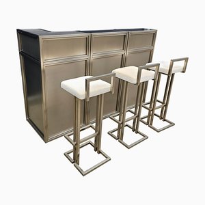 Metalic Modular Bar with Stools, Belgium, 1985, Set of 6-WBX-1815824