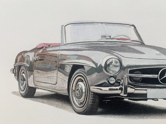 Michal Wojtysiak, Mercedes 190 SL, 2023, Acrylic on Paper