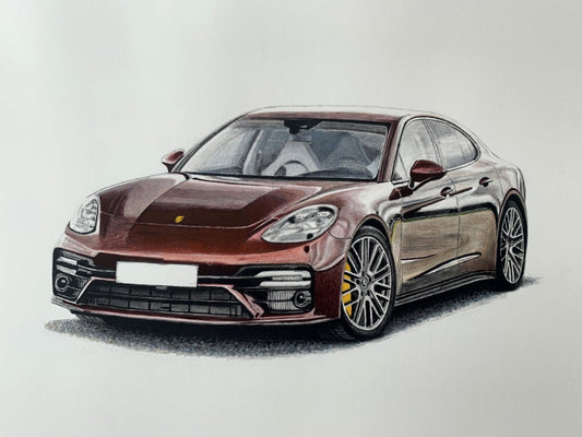 Michal Wojtysiak, Porsche Panamera, Acrylic on Paper, 2023