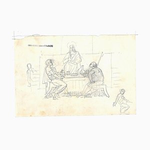 Michel Dumas, Religious Scene, Pencil on Paper, 19th Century-ZCI-871518