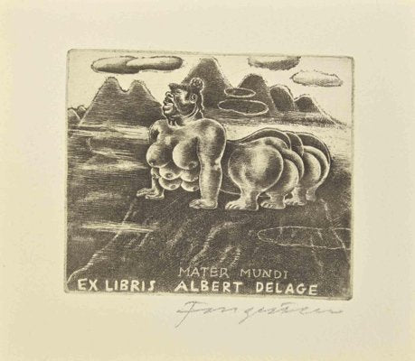 Michel Fingesten, Ex Libris Albert Delage, Etching, 1930s-ZCI-2029842