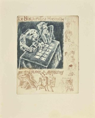 Michel Fingesten, Ex Libris, Ex Bibliotheca Macabrum, Etching, 1939-ZCI-2030024