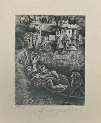 Michel Fingesten, Ex Libris G.M. Van Wees, Venezia, Etching, 1930s-ZCI-2029837