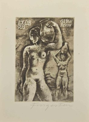 Michel Fingesten, Ex Libris: Gaston Roux, Etching, 1930s-ZCI-2029840