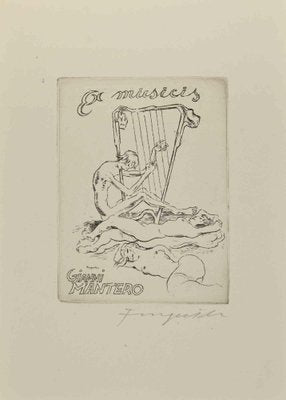 Michel Fingesten, Ex Libris Gianni Mantero, Ex Musicis, Etching, 1930s-ZCI-2029960