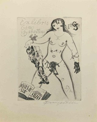 Michel Fingesten, Ex Libris Gino Sabattini, Etching, 1930s-ZCI-2029845