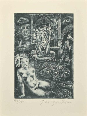 Michel Fingesten, Ex Libris M.G. Van Wees, Etching, 1930s-ZCI-2029834