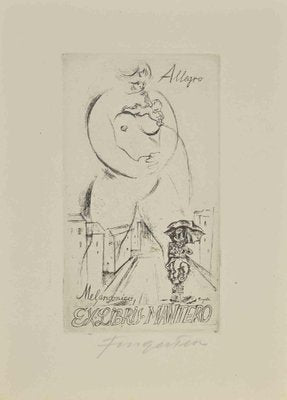 Michel Fingesten, Ex Libris Mantero, Melanconico-Allegro, Etching, 1930s-ZCI-2029962