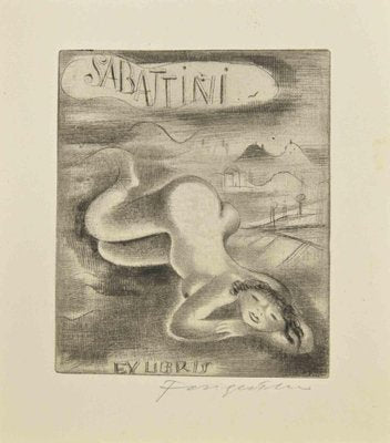 Michel Fingesten, Ex Libris Sabattini, Etching, 1930s-ZCI-2030038